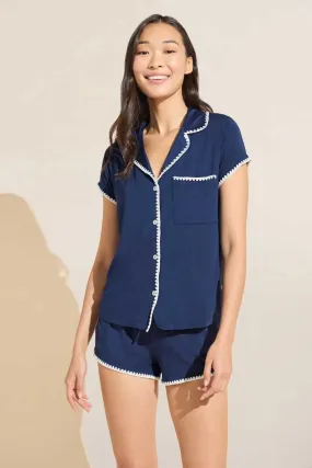 Frida Short PJ Set in Ivory/Navy