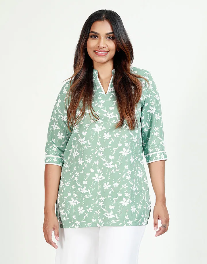 ¾ Sleeves Kurtha with Contrasting Piping