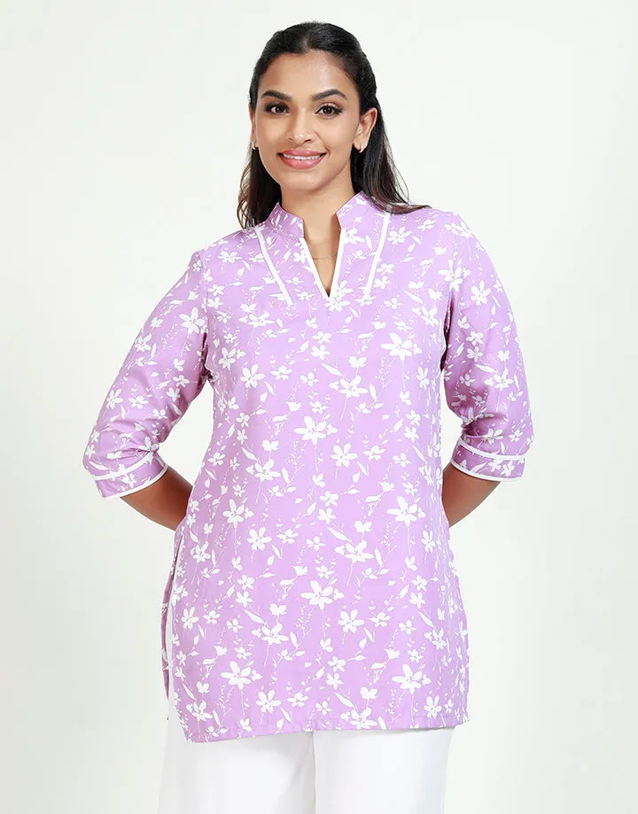 ¾ Sleeves Kurtha with Contrasting Piping