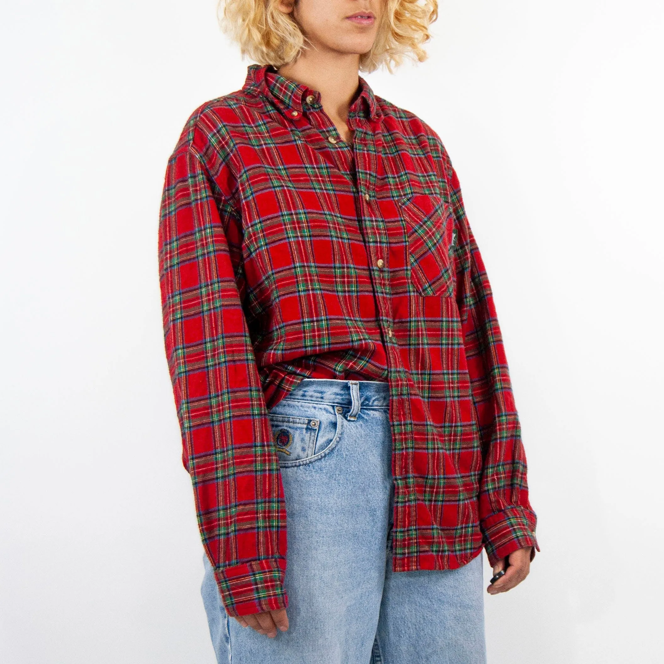 00's Red and Green Plaid Flannel Button Up by Tall Pines by Woolrich