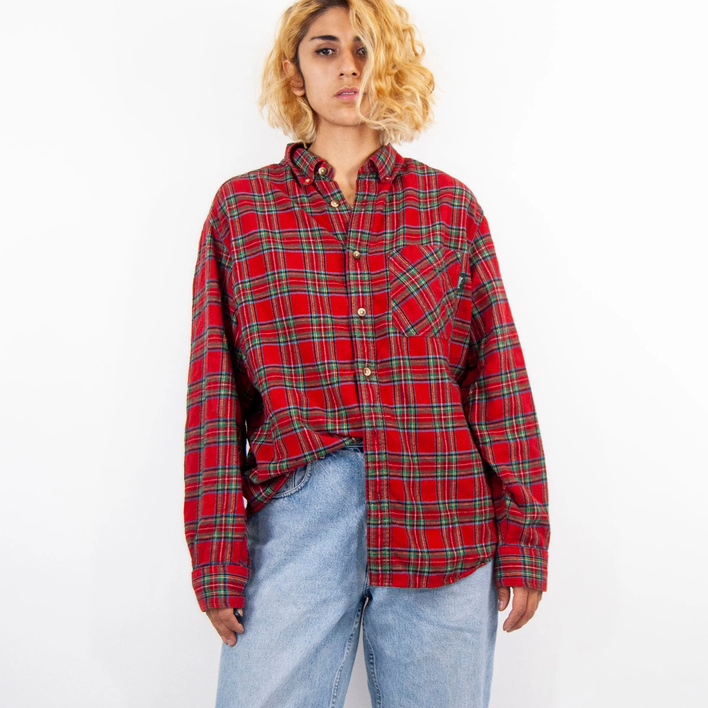 00's Red and Green Plaid Flannel Button Up by Tall Pines by Woolrich