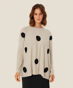 1008636 MaFanasi Polka Dot Sweater - Light Beige Melange