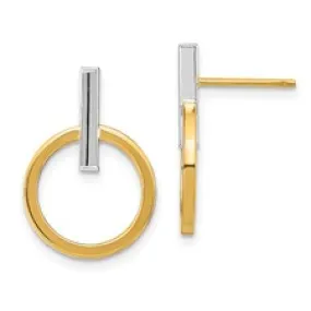 14K Bar & Circle Post Earrings