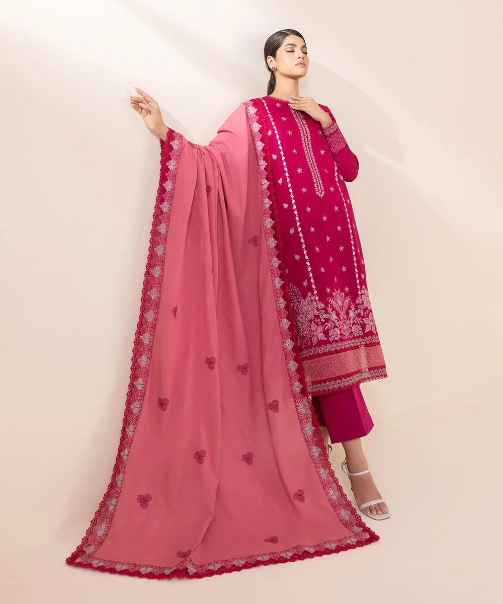 3 Piece - Embroidered Khaddar Suit