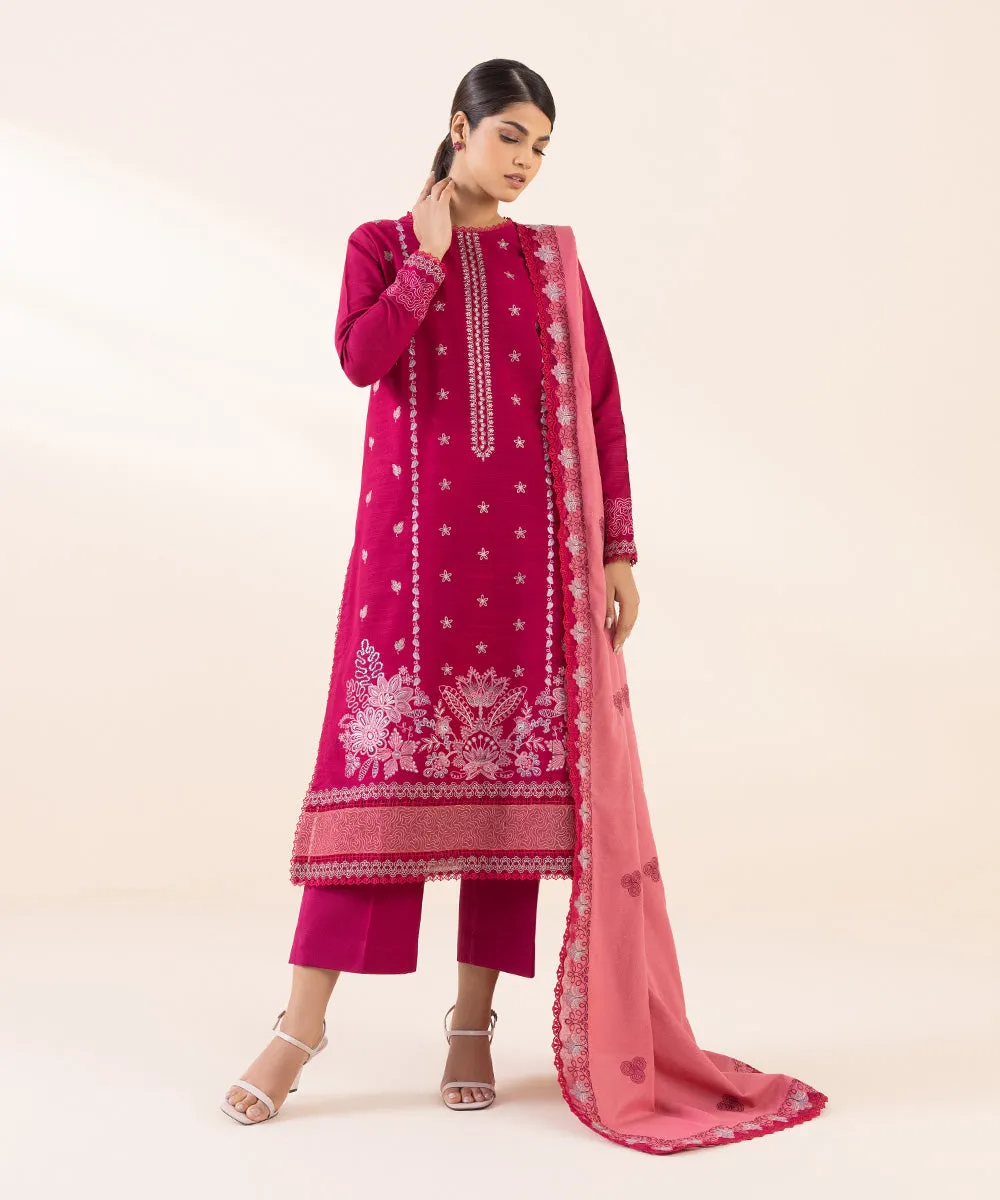 3 Piece - Embroidered Khaddar Suit