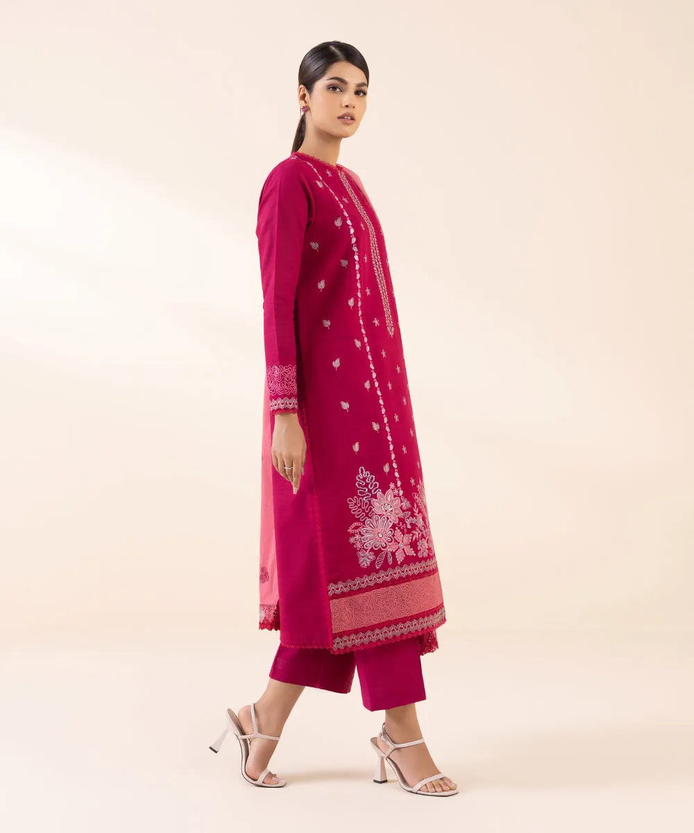 3 Piece - Embroidered Khaddar Suit