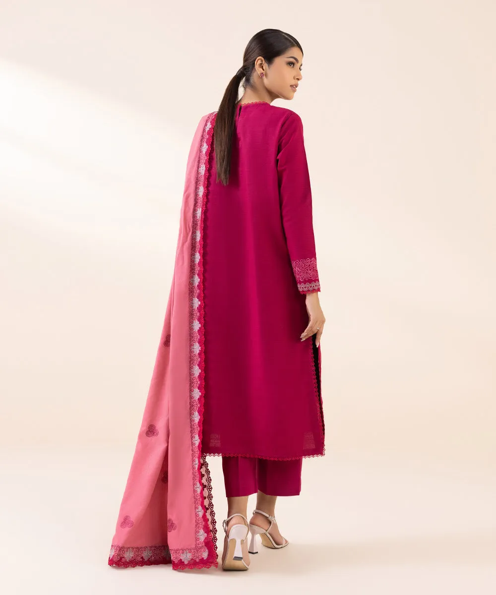 3 Piece - Embroidered Khaddar Suit