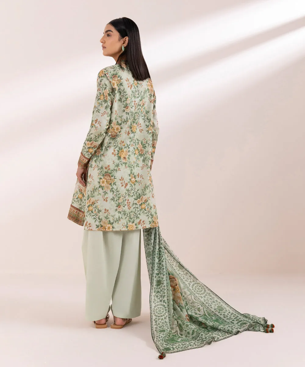 3 Piece - Printed Zari Lawn Suit