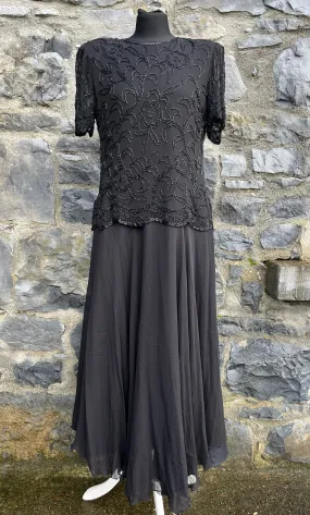 80s black sequin dress uk 10