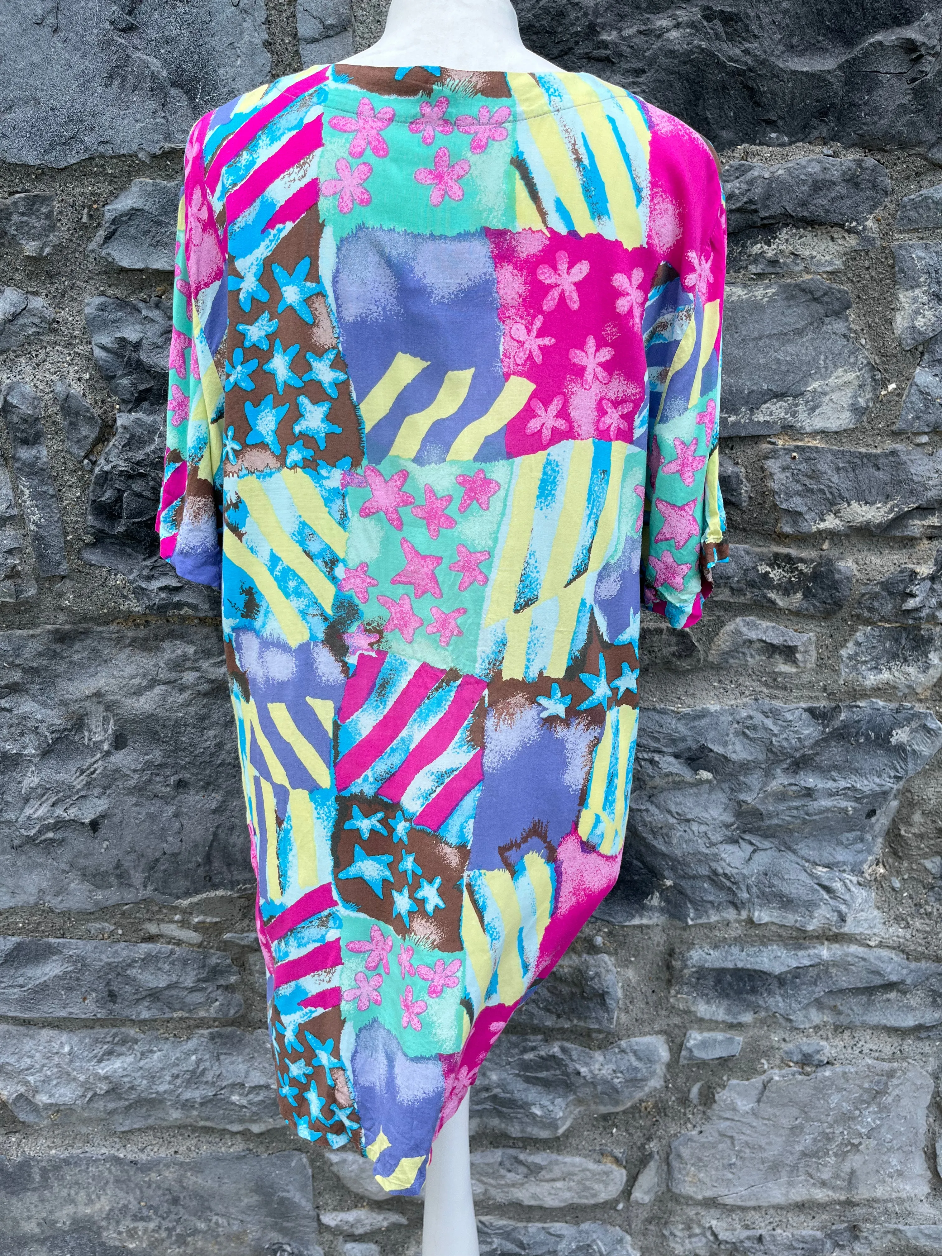 80s pink abstract shirt uk 12