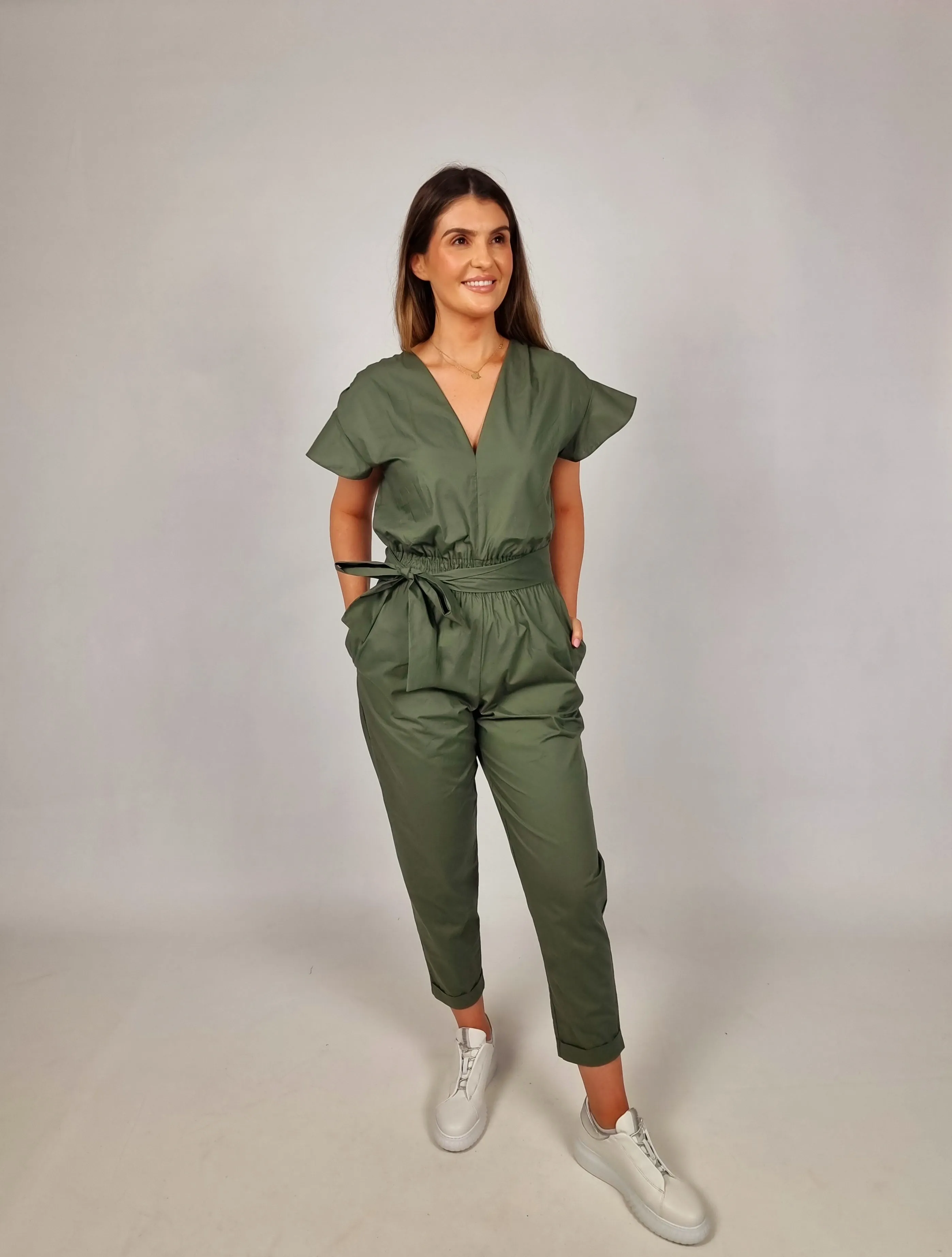 Access Green Jumpsuit With Ruffles