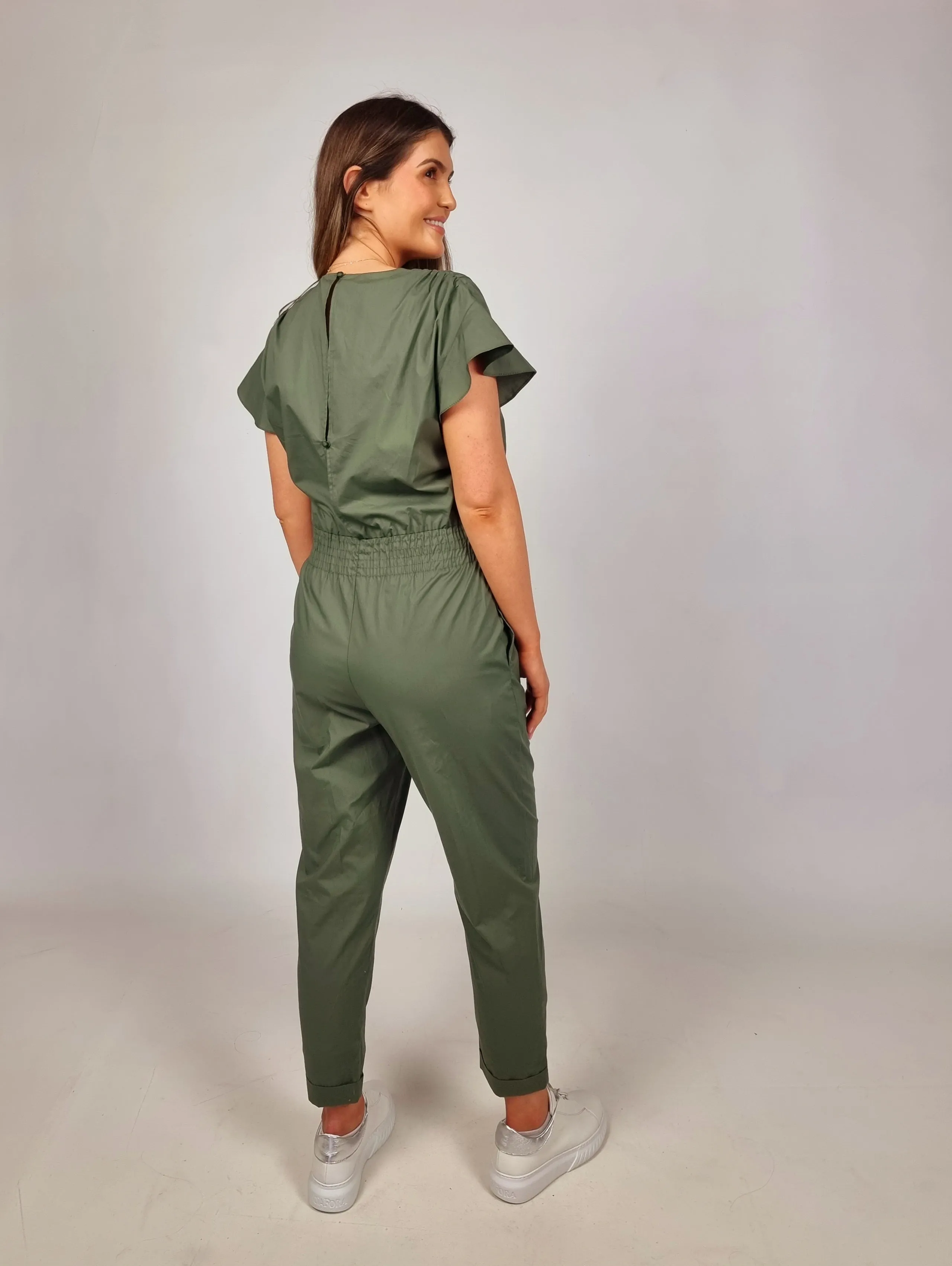 Access Green Jumpsuit With Ruffles