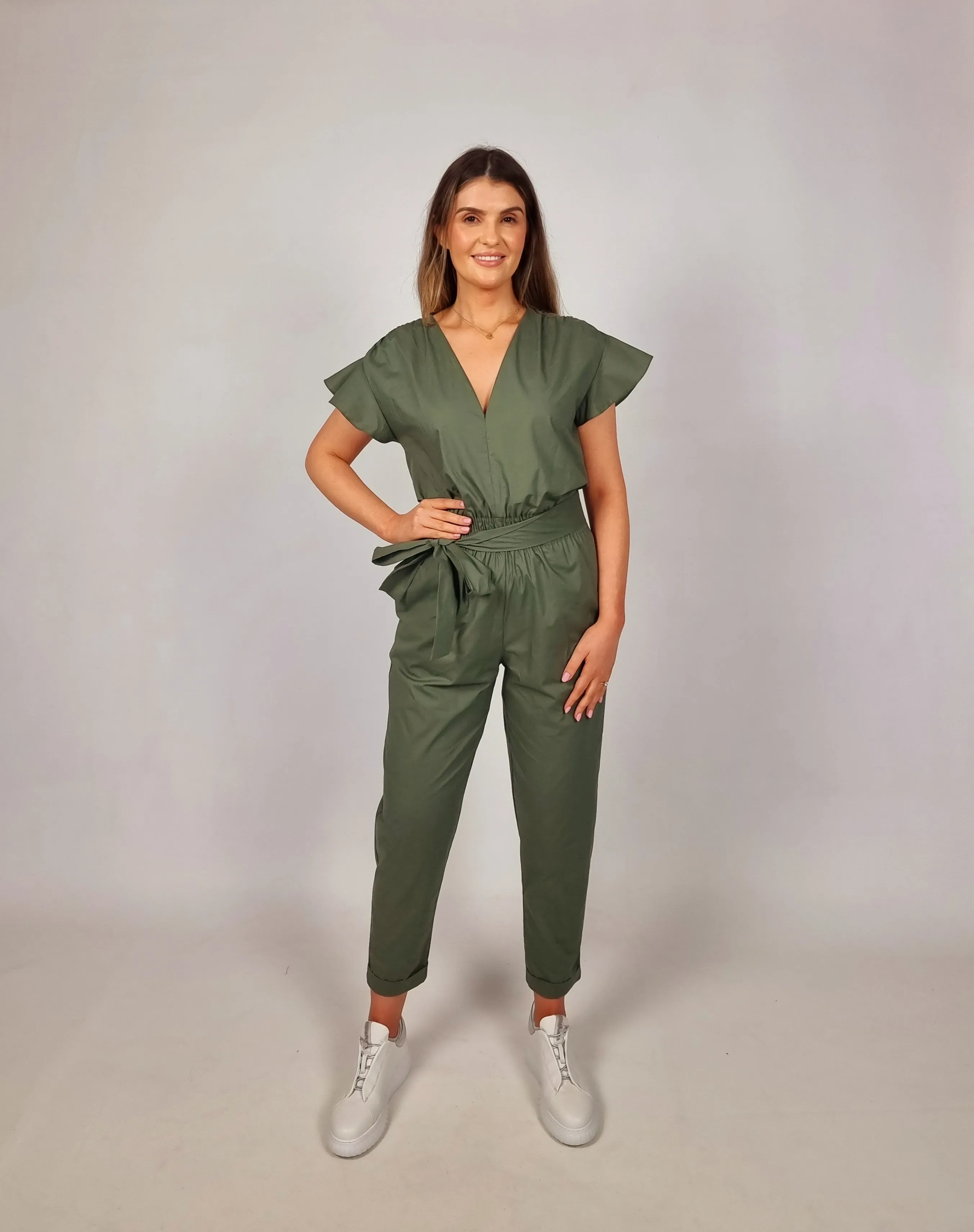 Access Green Jumpsuit With Ruffles