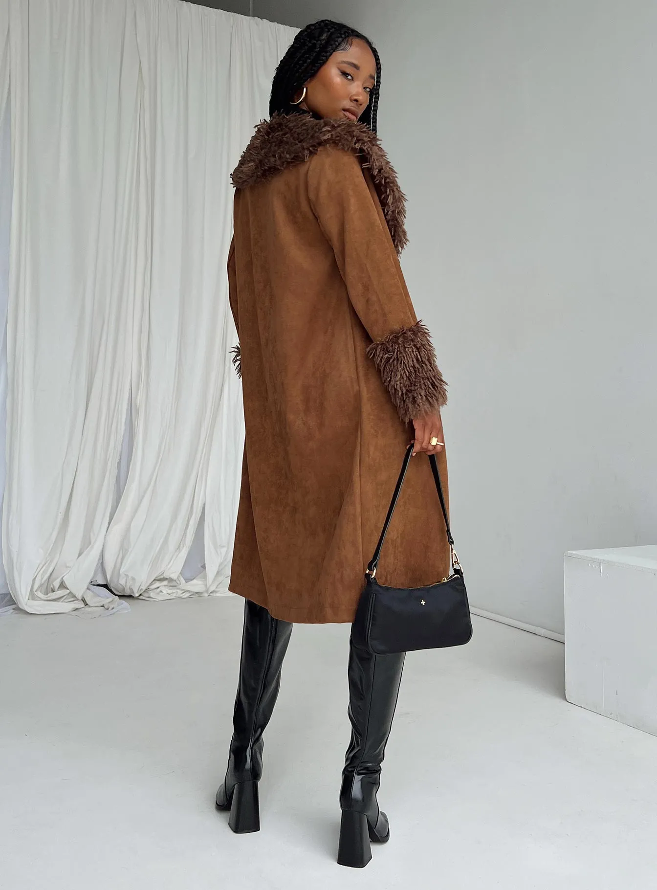 After Party Shearling Jacket Brown