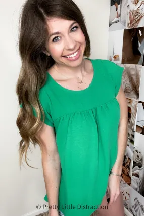 Airflow Babydoll Top in Kelly Green