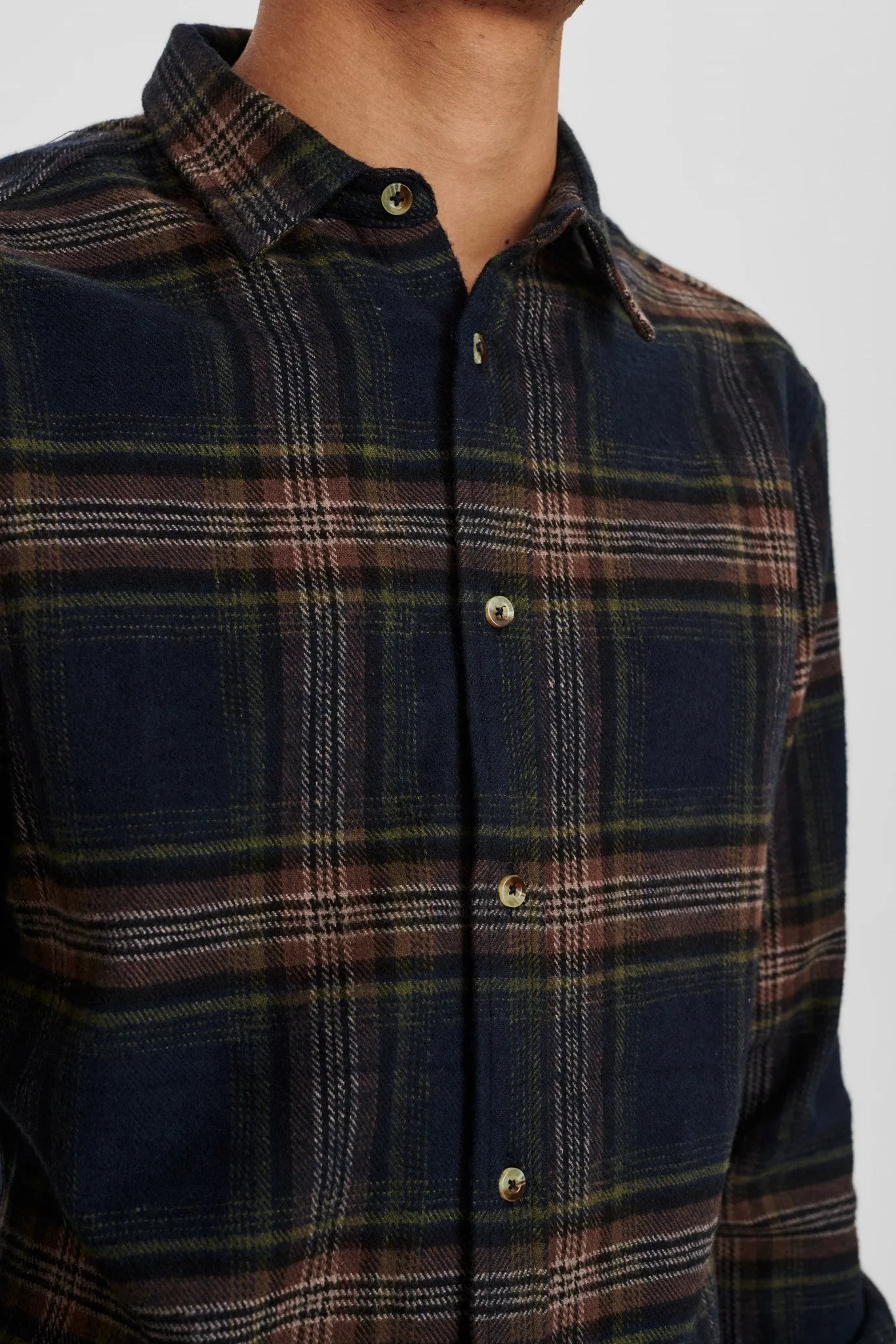 AKKONRAD BRUSHED CHECK SHIRT - Deep forrest