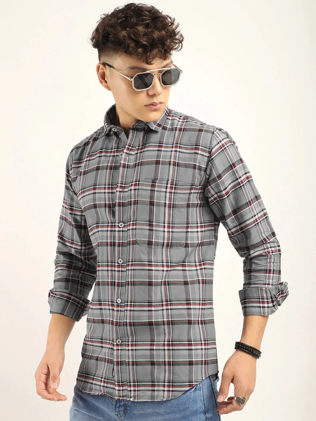 Alexndre Cotton Grey Full Sleeve Shirt