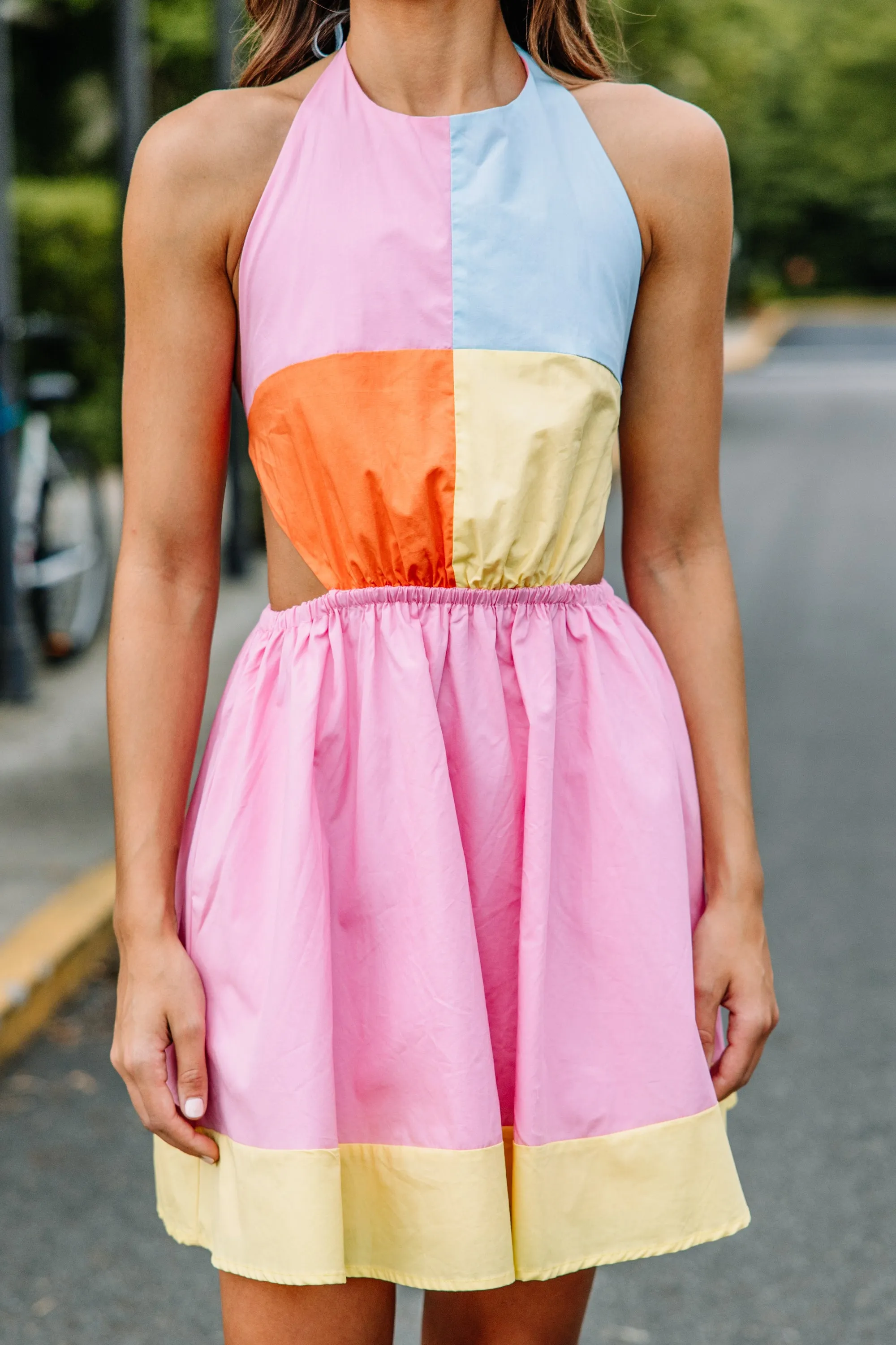 All In A Day Pink Colorblock Sun Dress