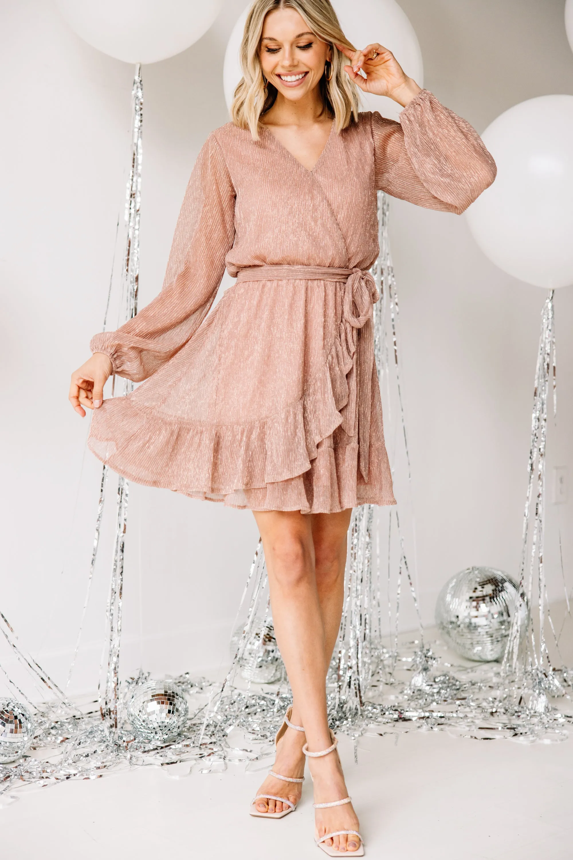 All The Joy Rose Gold Metallic Dress