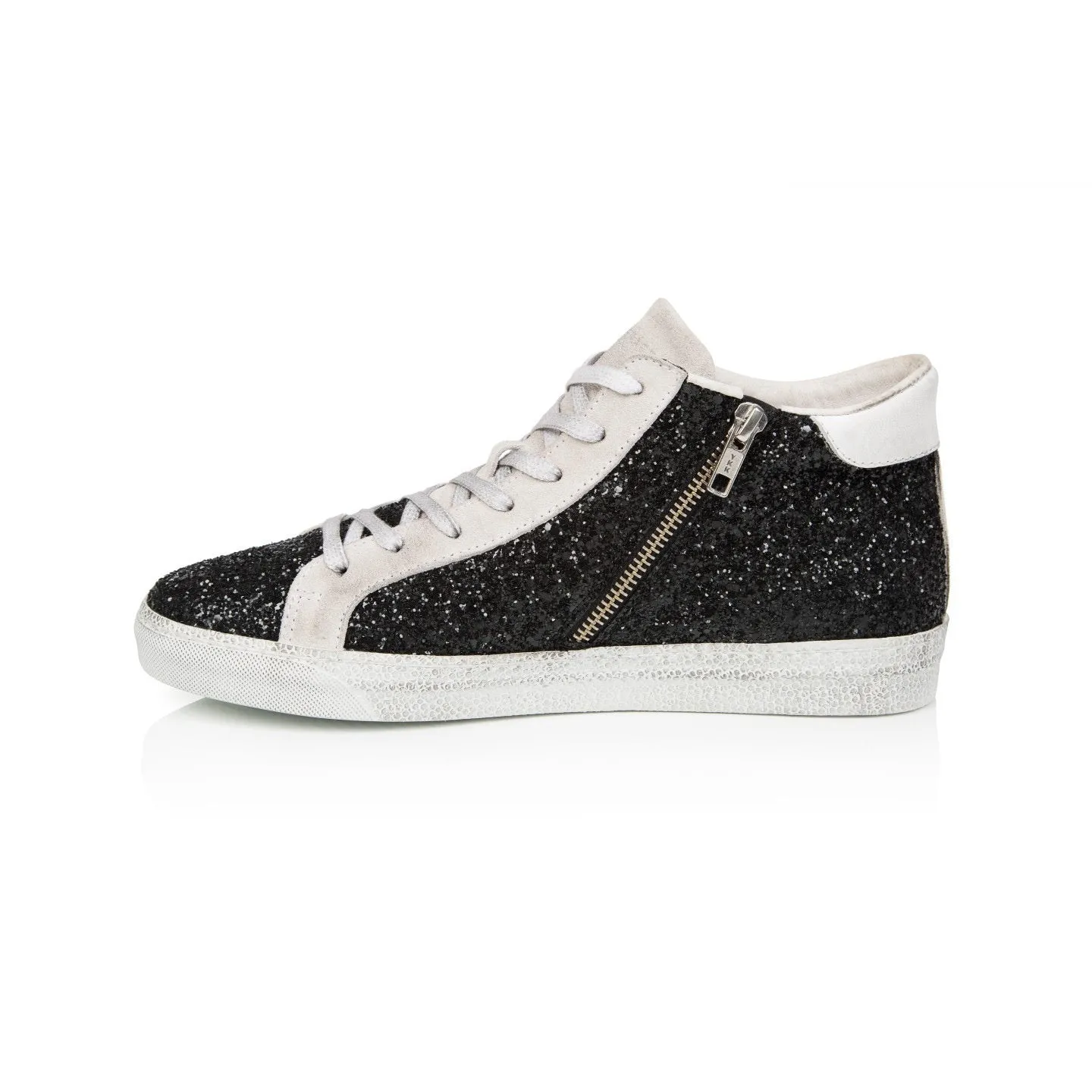 Alto: Black Glitter High Top Trainer