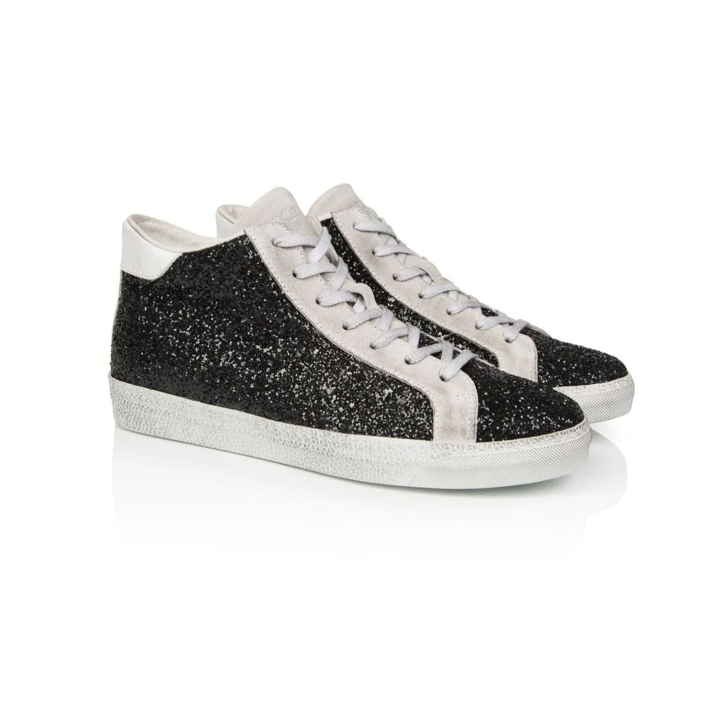 Alto: Black Glitter High Top Trainer