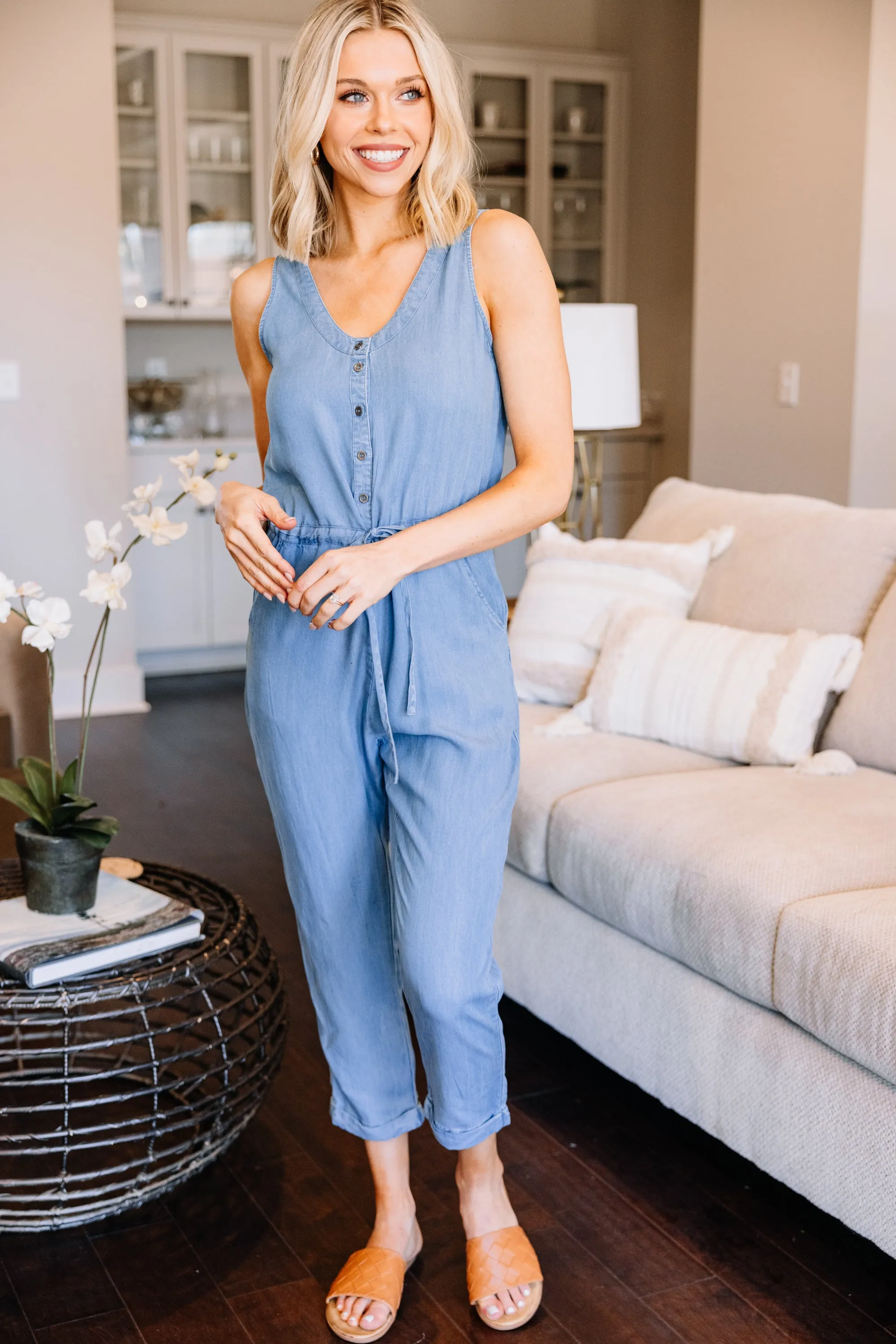 Always Reliable Blue Chambray Jumpsuit