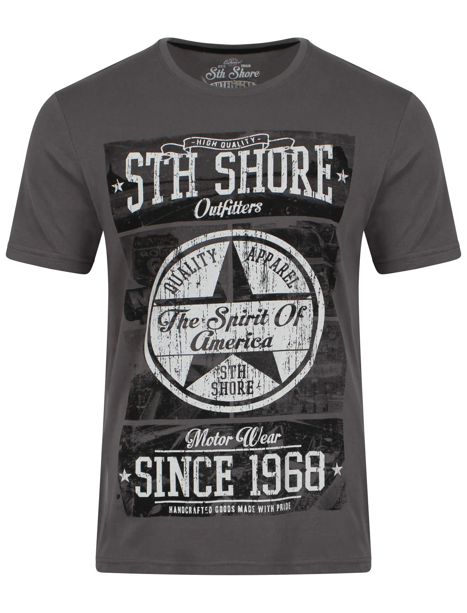 American Spirit Print T-Shirt in Graphite Grey  - South Shore