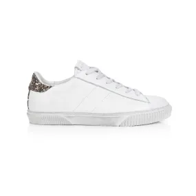 Amie: Vintage White & Silver Glitter Trainers