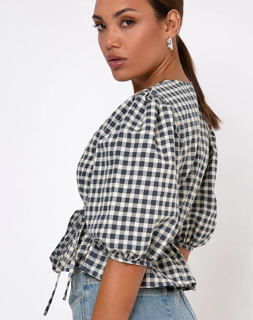 Amiya Top in Gingham Cream