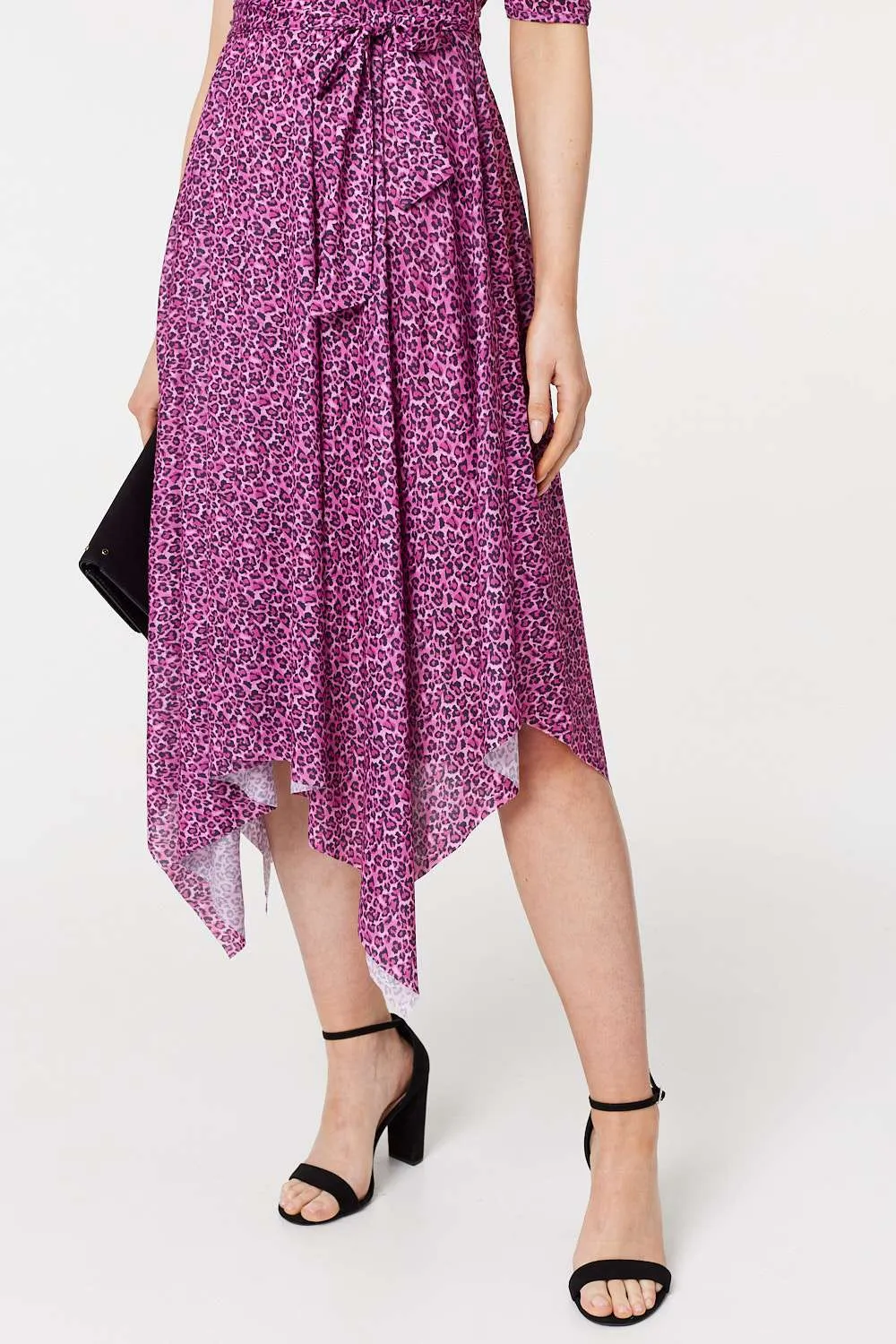 Animal Print Tie Waist Midi Dress