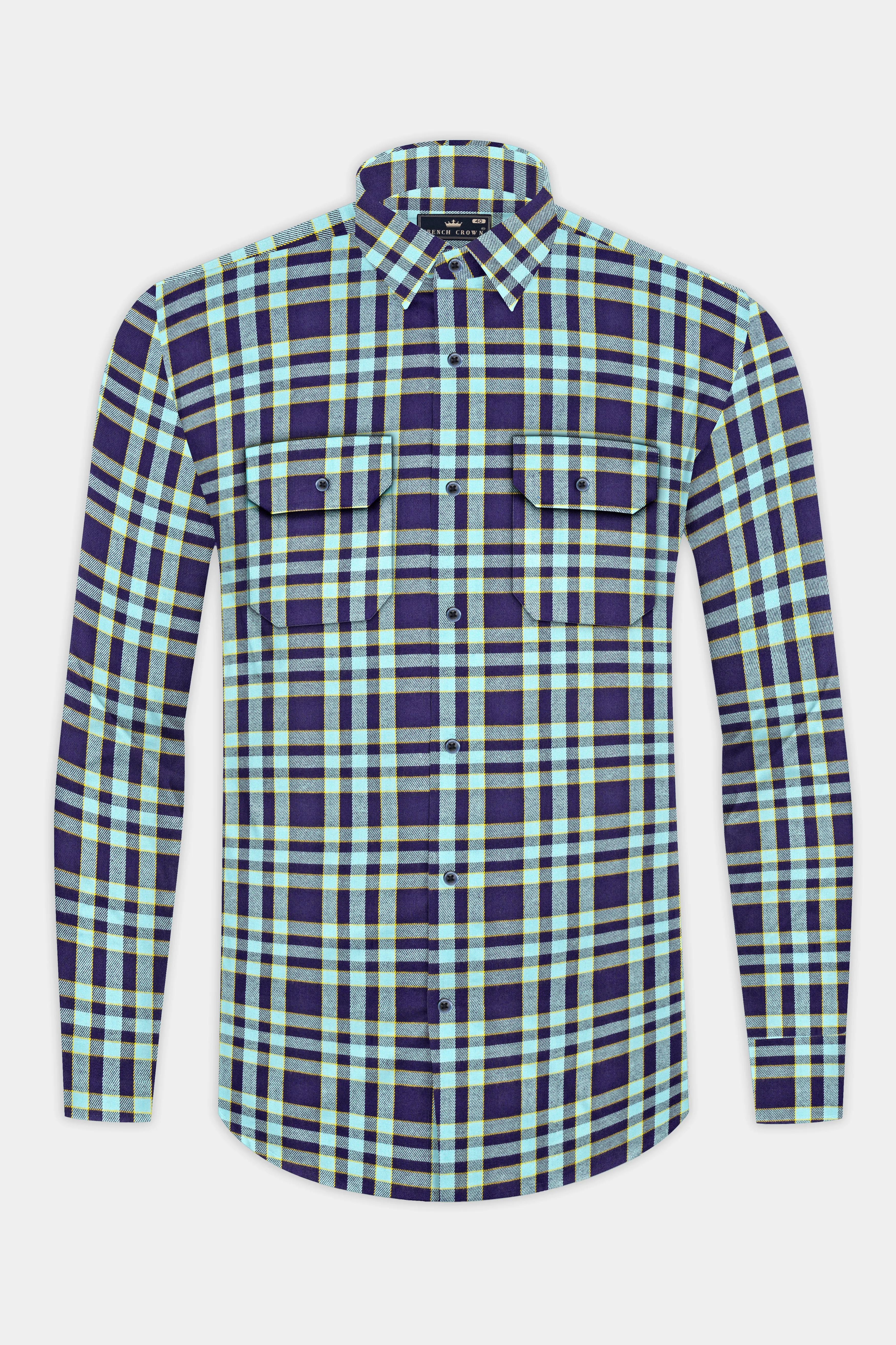 Aqua Island with Bleached Cedar Plaid Twill Overshirt/Shacket