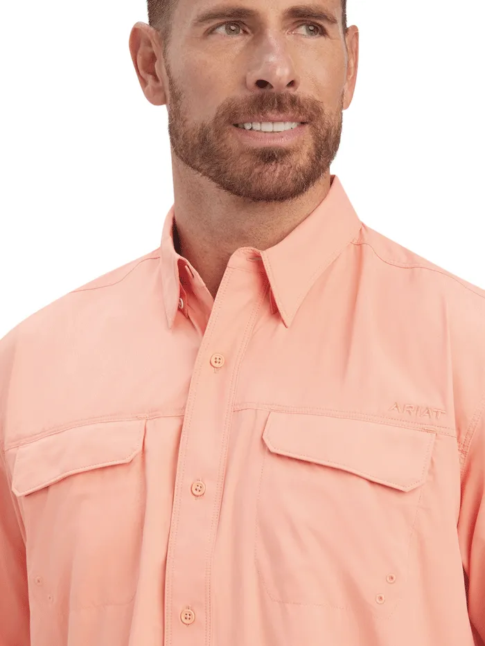 Ariat 10041123 Mens VentTEK Outbound Classic Fit Shirt Peach Pink - D -