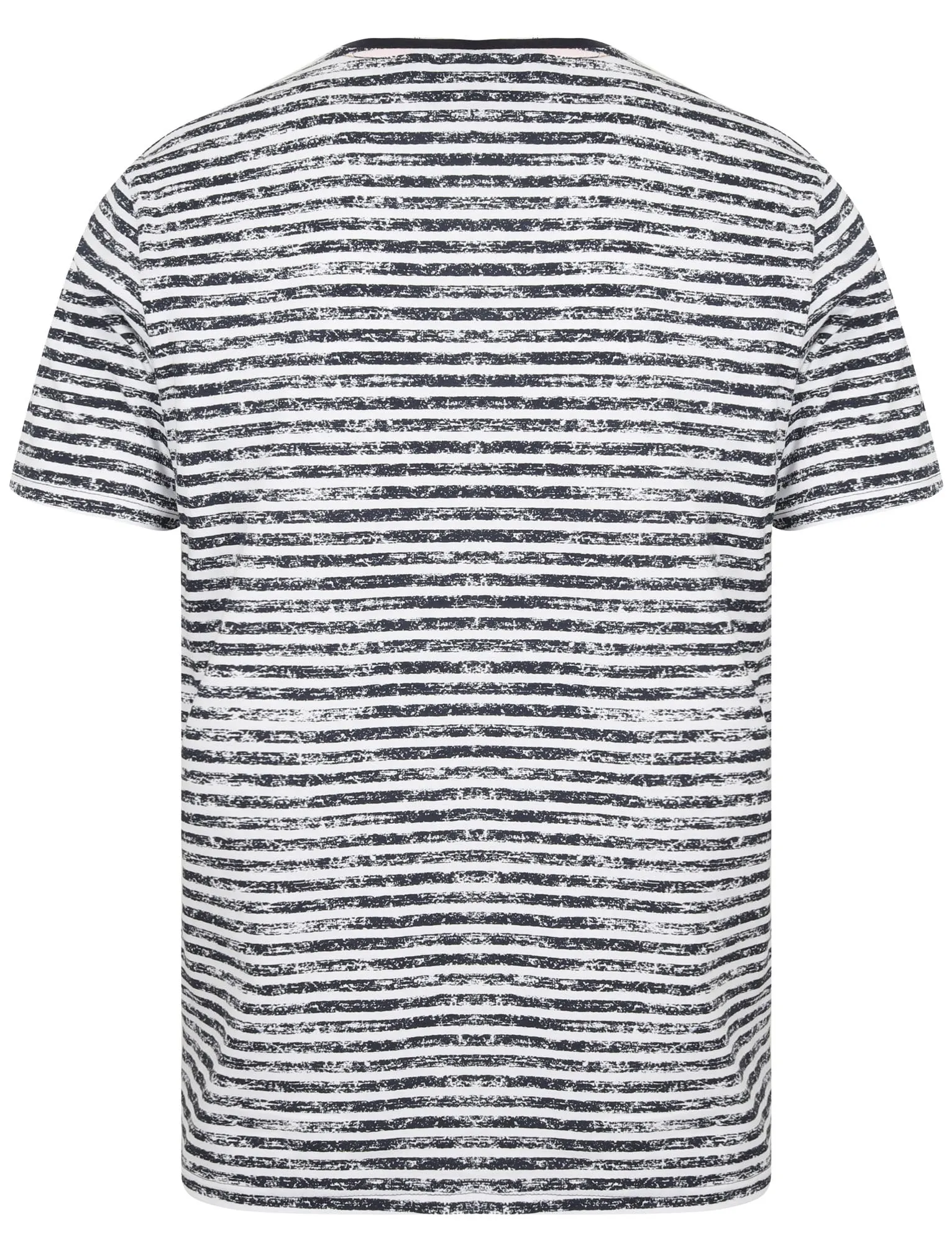 Ashwood Distressed Striped Cotton Jersey T-Shirt with Chest Pocket in Iris Navy / Optic White - South Shore