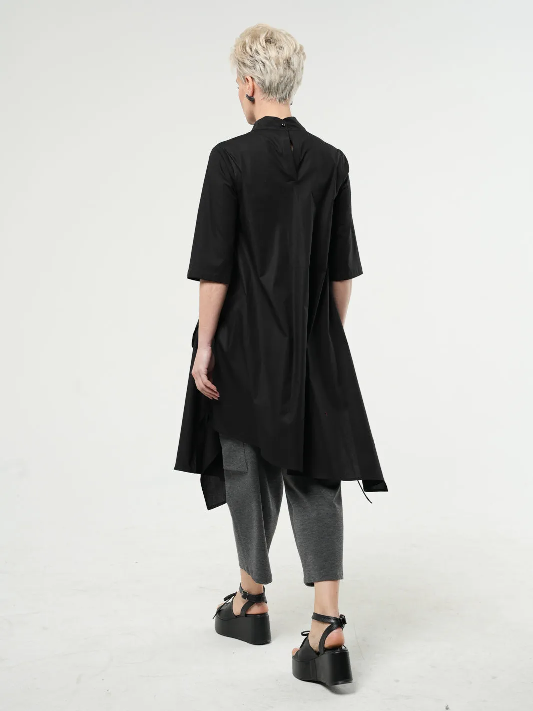 Asymmetric Tunic Shirt In Black