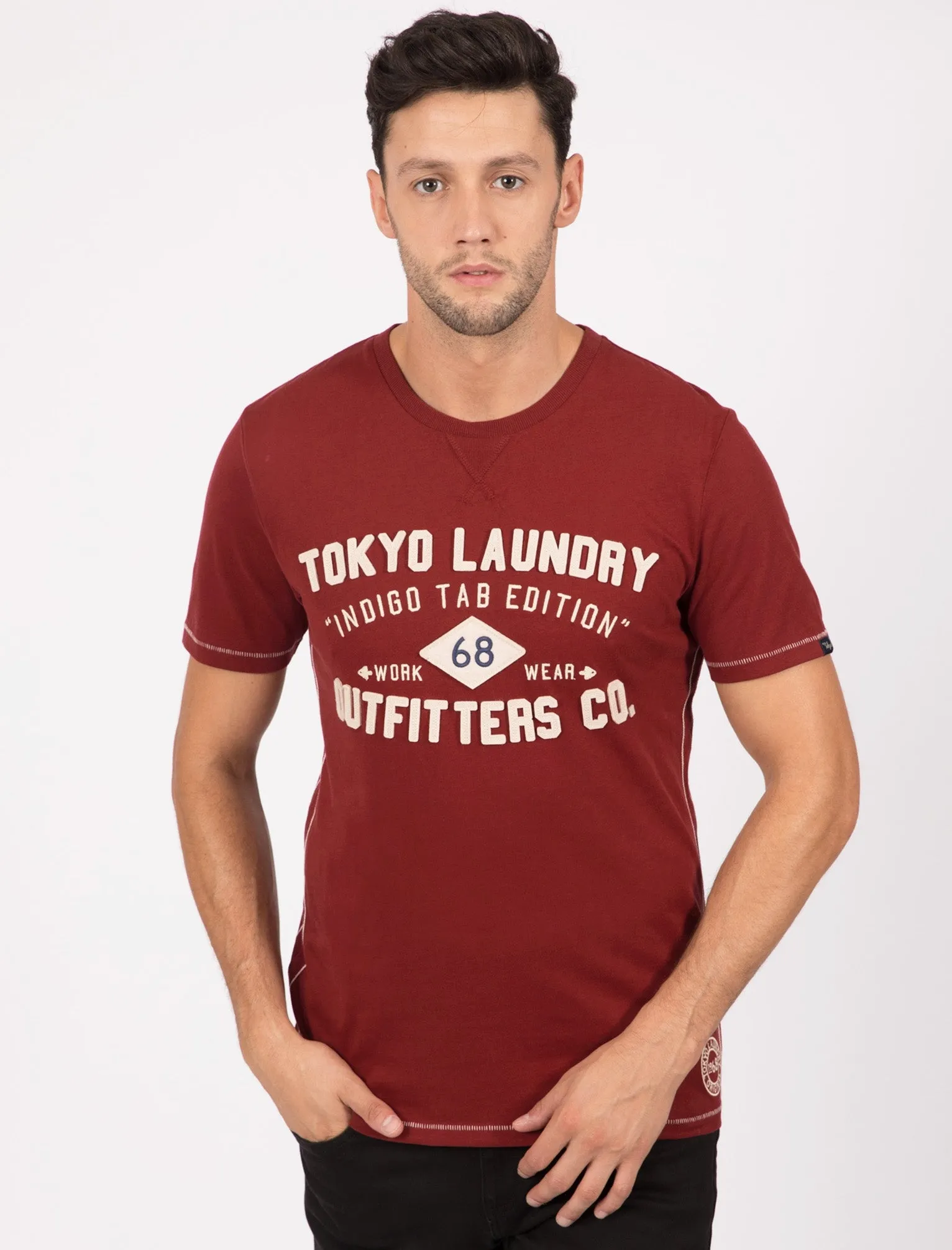 Athensburg Applique Cotton T-Shirt In Tibetan Red - Tokyo Laundry