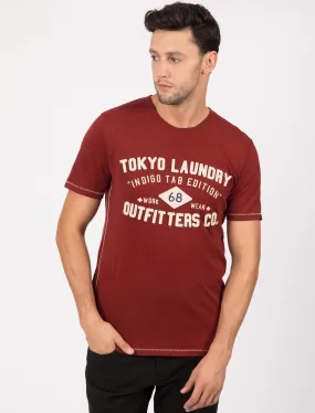 Athensburg Applique Cotton T-Shirt In Tibetan Red - Tokyo Laundry