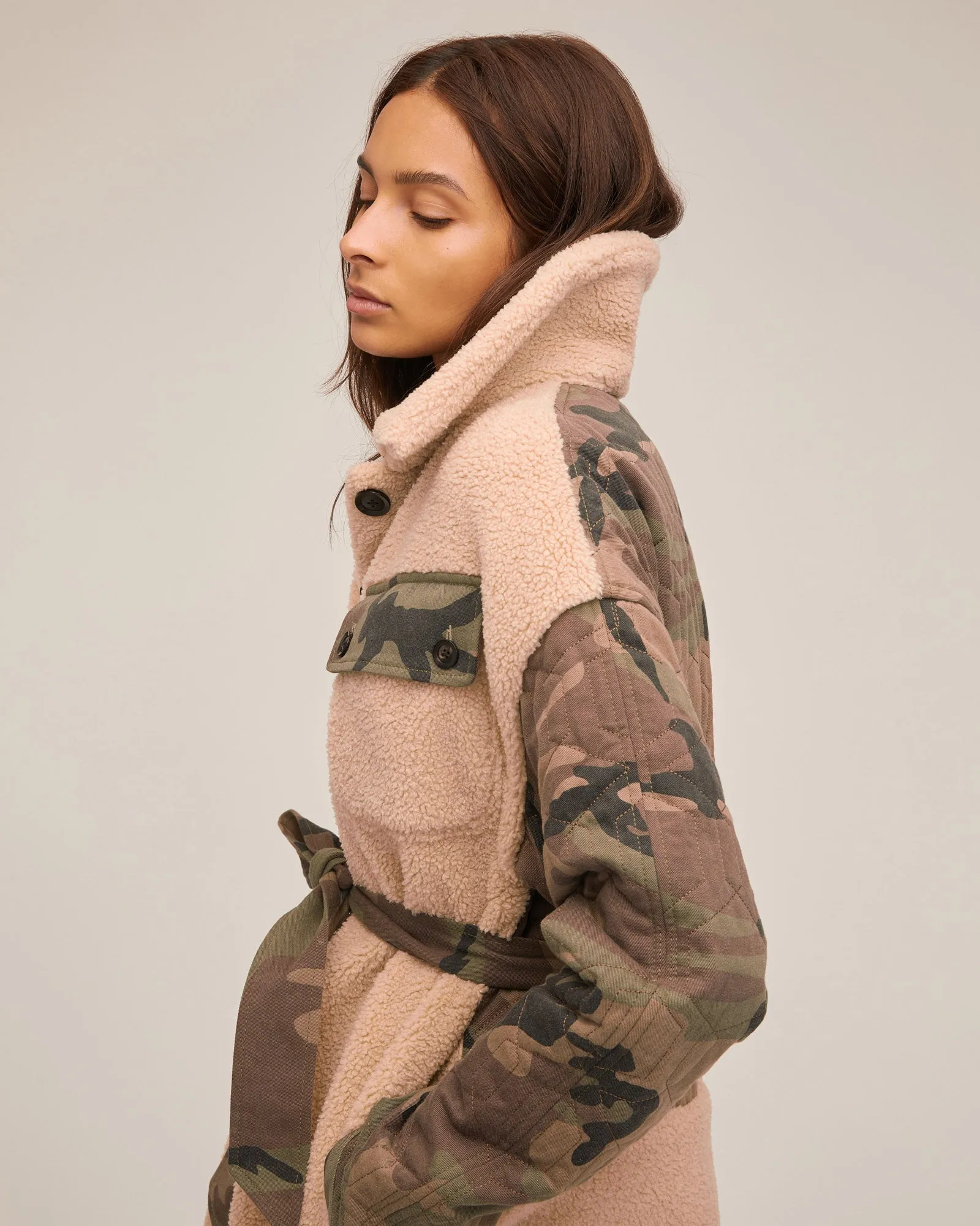 Augie Quilted Camo Sherpa Parka