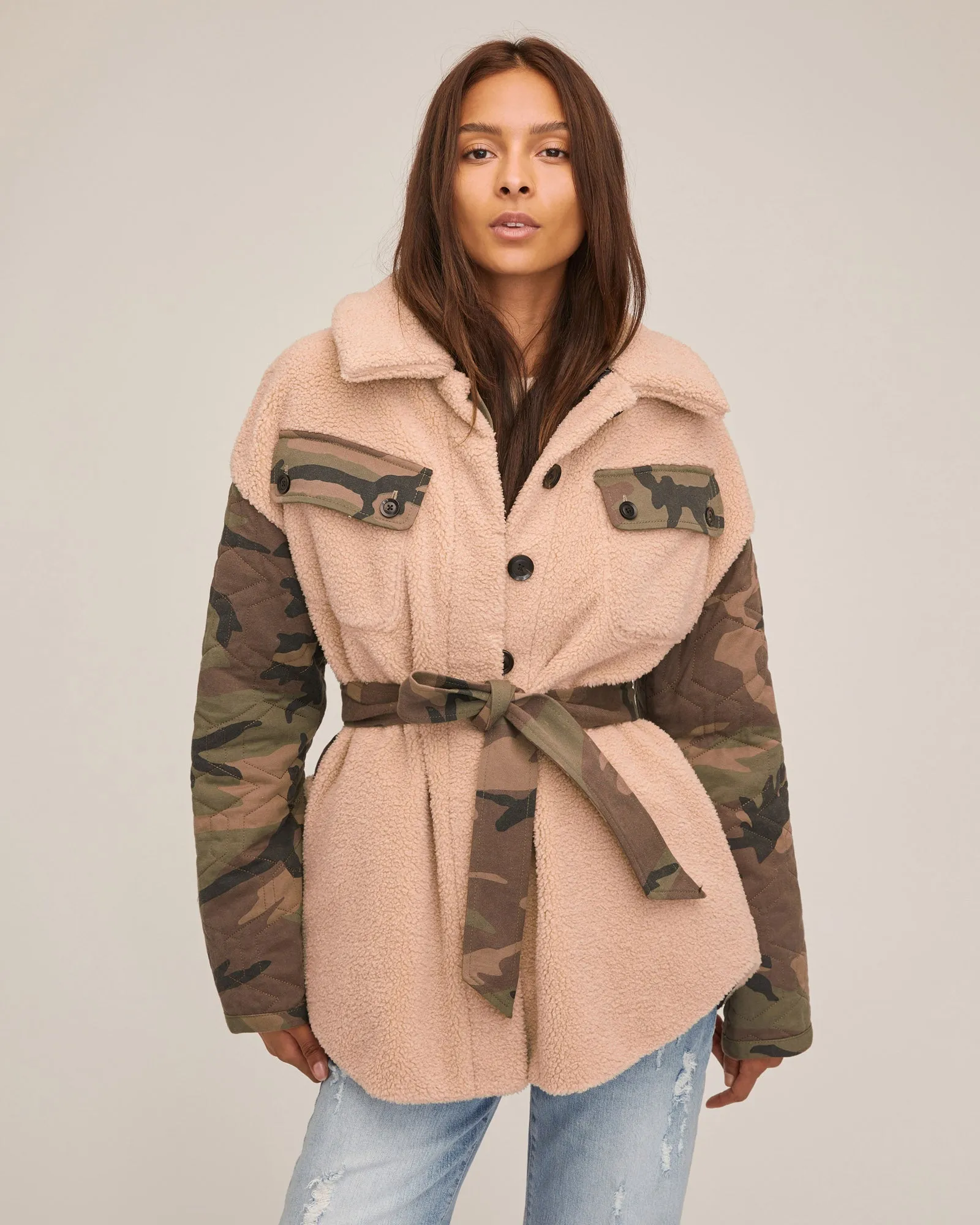 Augie Quilted Camo Sherpa Parka