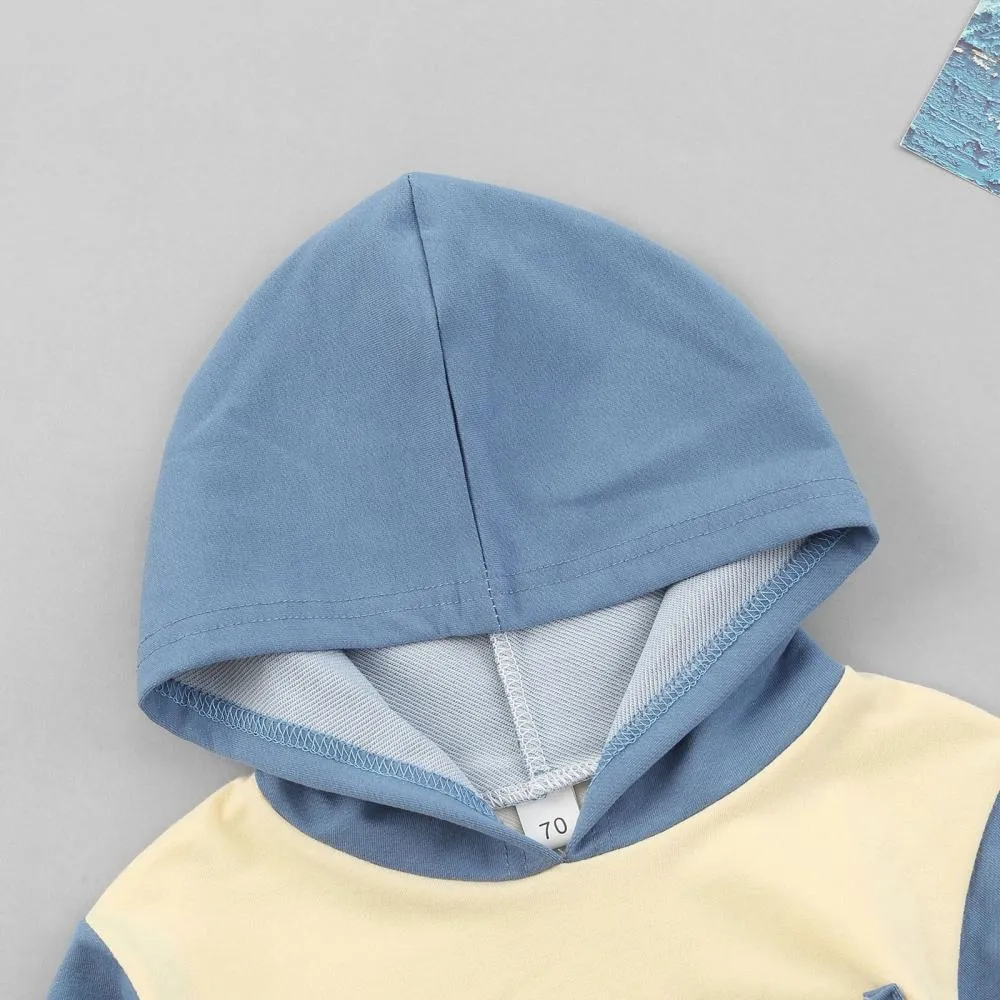 Autumn Toddler Colorblock Hooded Romper Baby Clothes Wholesale