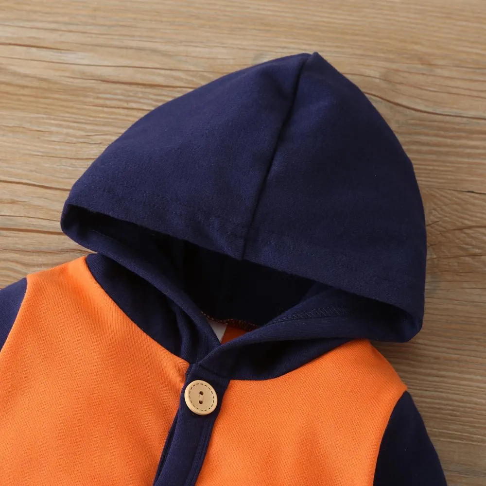 Baby Colorblock Hooded Long Sleeve Halloween One Piece Wholesale Baby Clothes