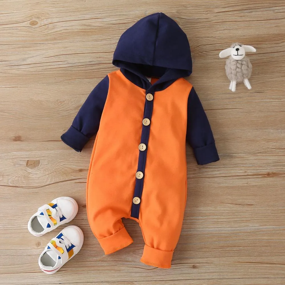 Baby Colorblock Hooded Long Sleeve Halloween One Piece Wholesale Baby Clothes