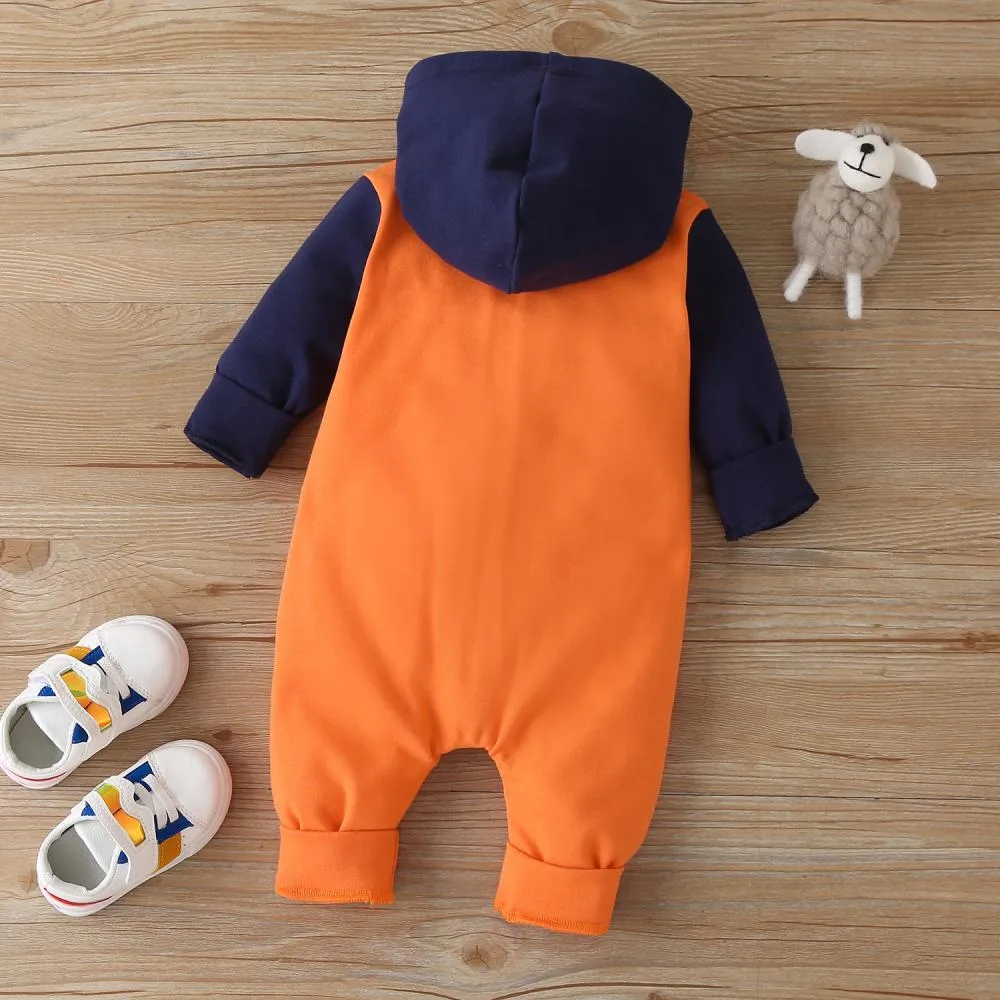 Baby Colorblock Hooded Long Sleeve Halloween One Piece Wholesale Baby Clothes