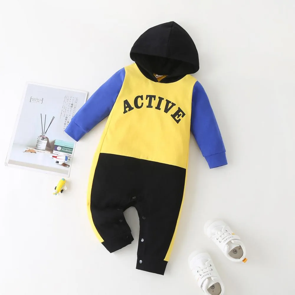 Baby Colorblock Hooded Long Sleeve Halloween One Piece Wholesale Baby Clothes