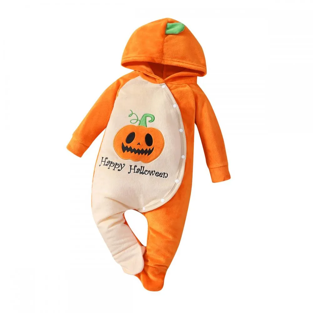 Baby Colorblock Hooded Long Sleeve Halloween One Piece Wholesale Baby Clothes