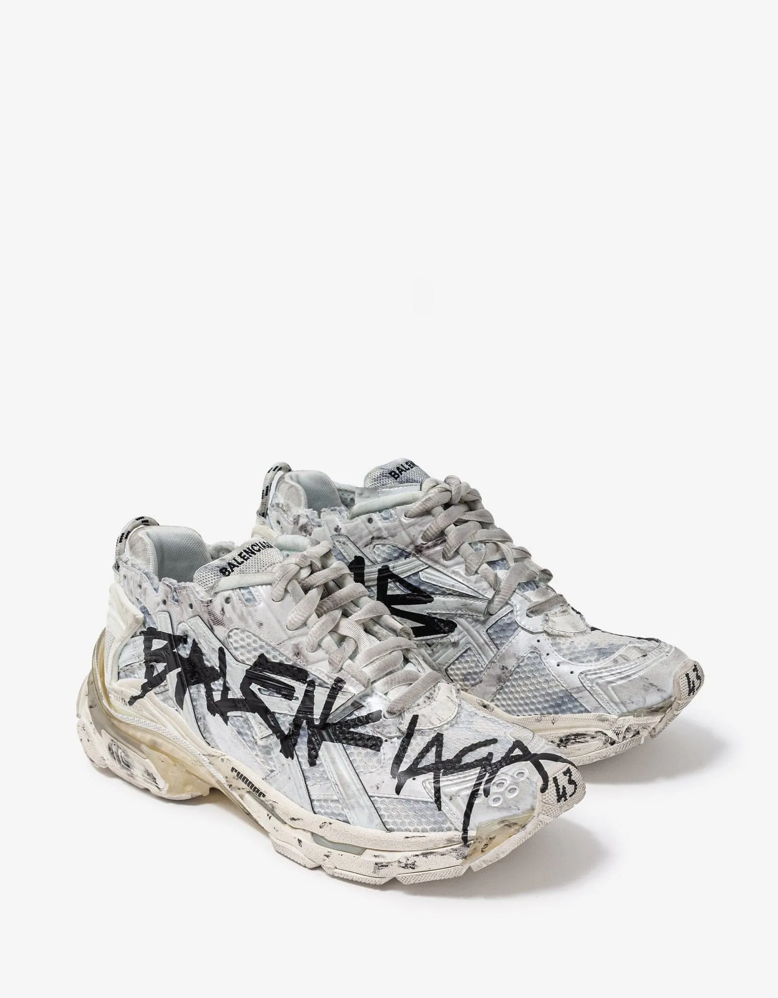 Balenciaga White Graffiti Runner Trainers