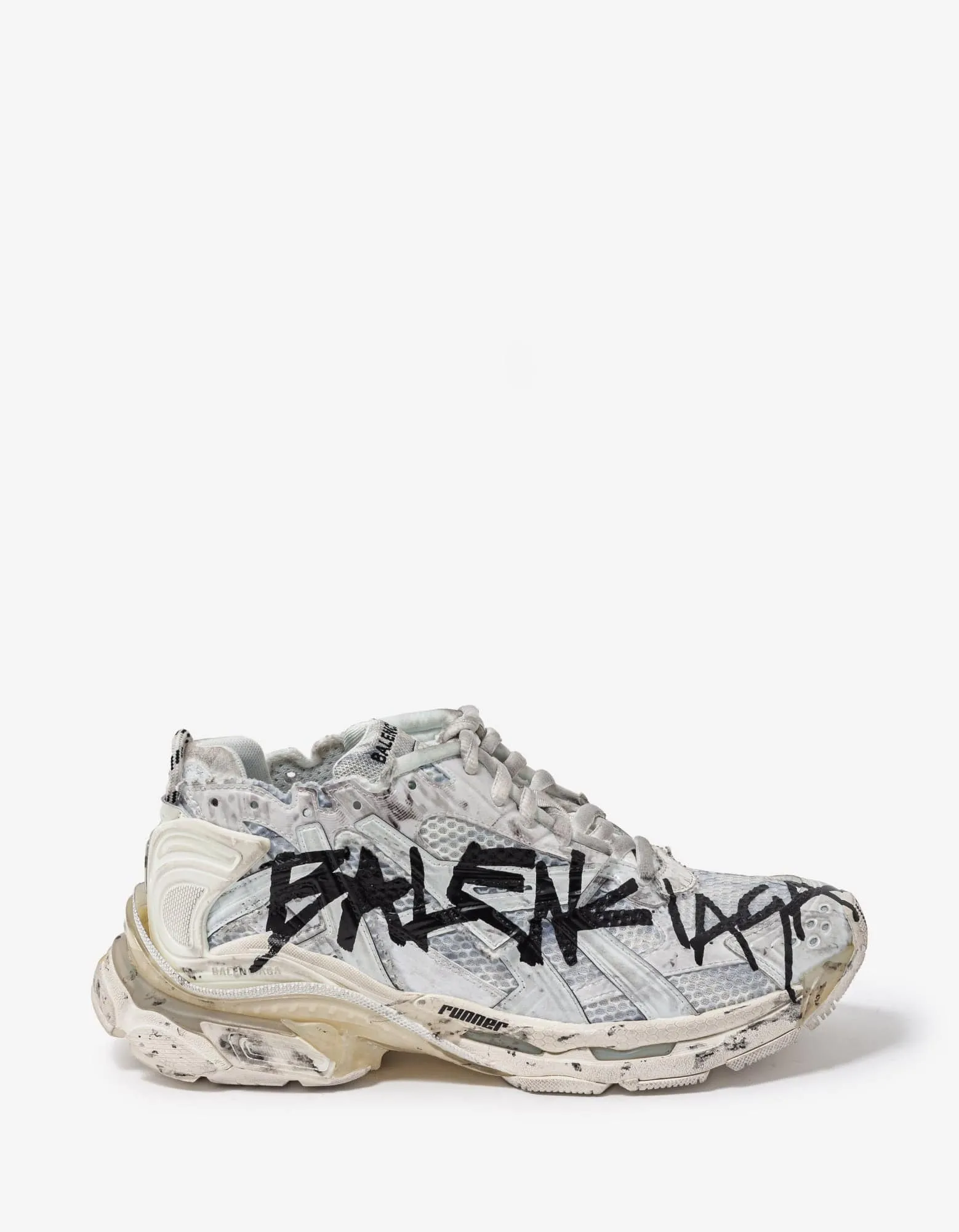 Balenciaga White Graffiti Runner Trainers