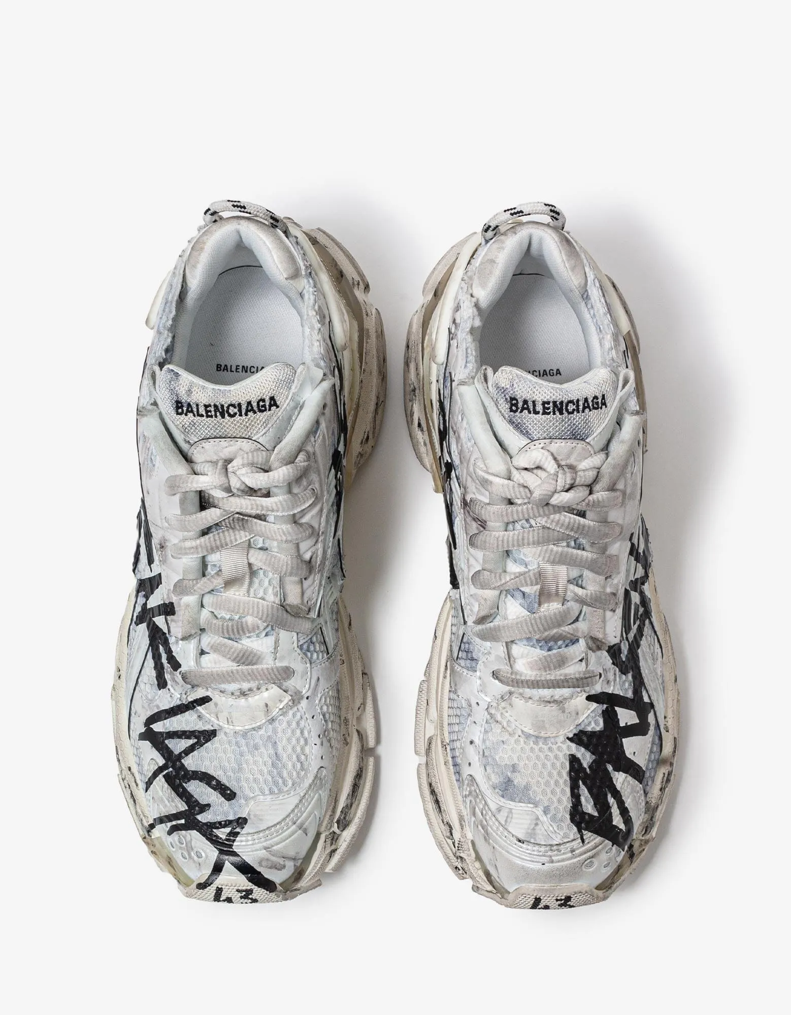 Balenciaga White Graffiti Runner Trainers