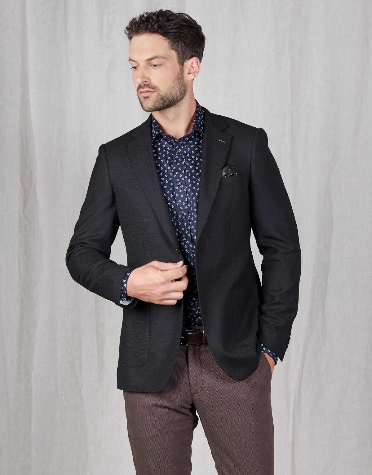 Batten Black Textured Blazer