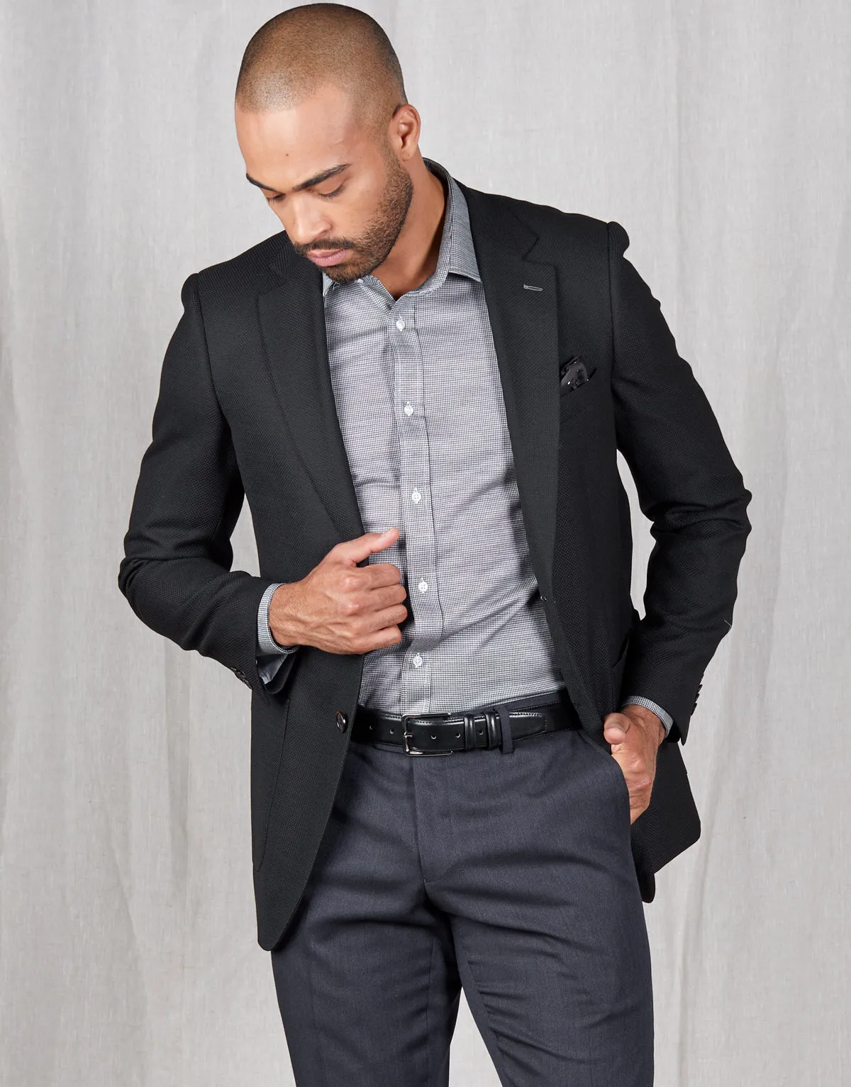 Batten Black Textured Blazer