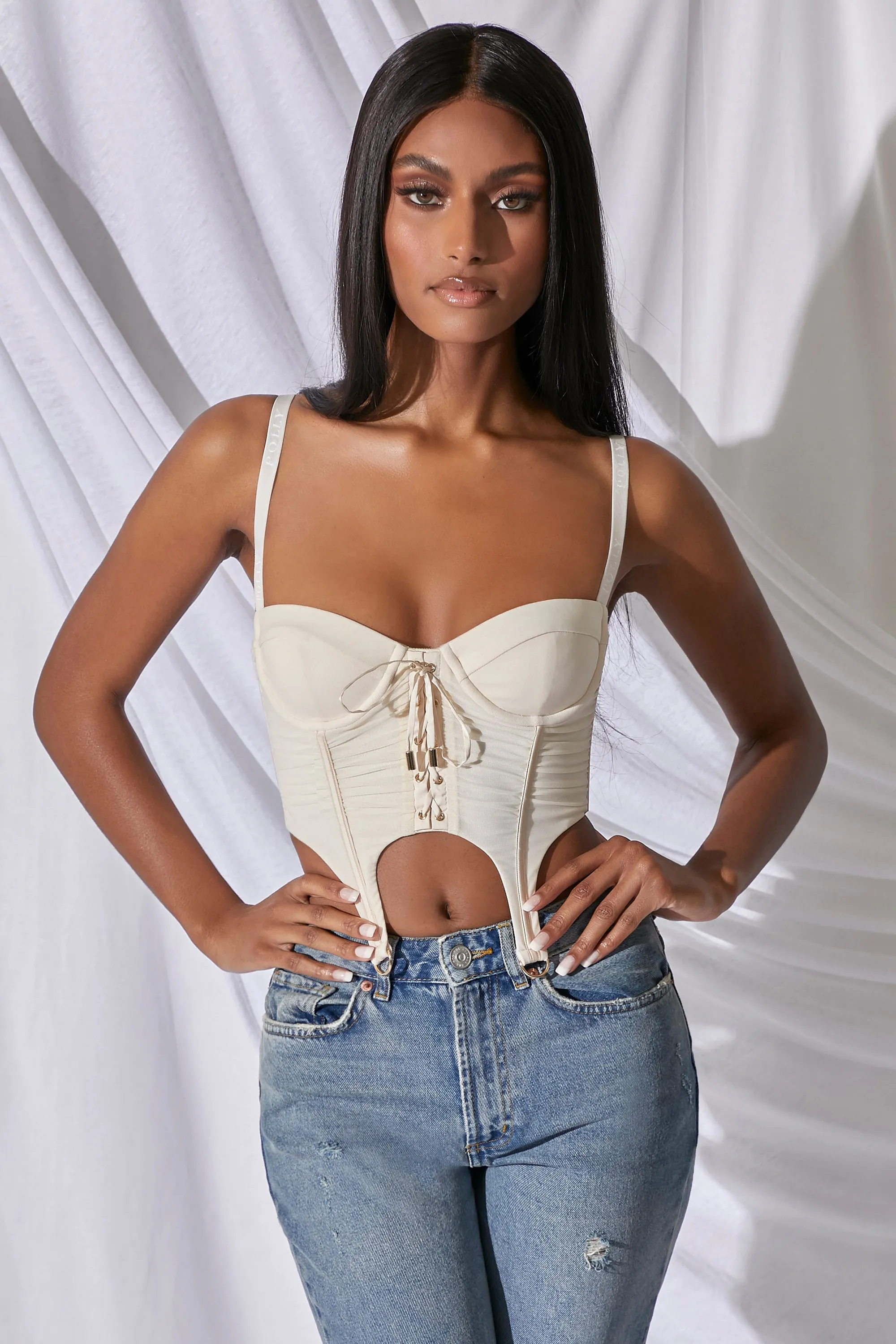 Be Mine Underwired Corset Crop Top in Ivory